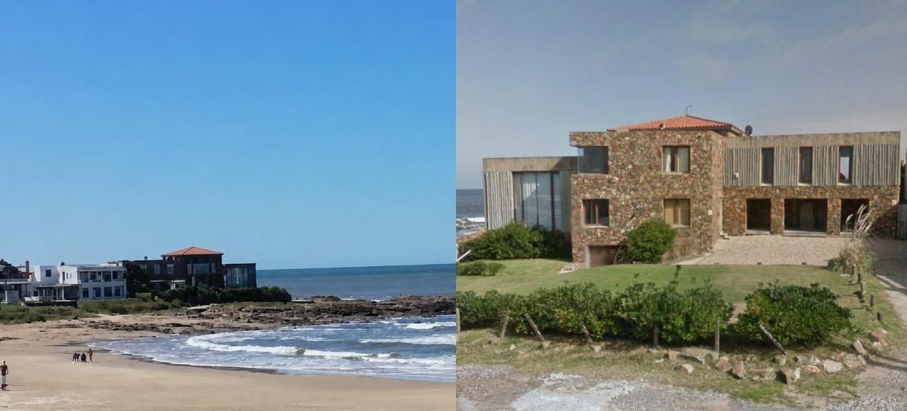 La casa de la familia Rovira en La Barra, Uruguay. La de Marini está ubicada en Portezuelo, cerca del museo Casapueblo de Carlos Páez Vilaró.