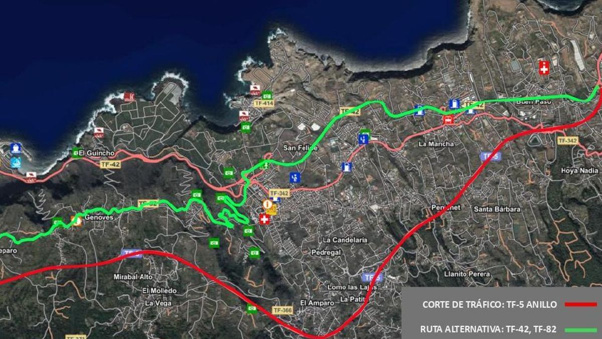 El Cabildo anuncia el cierre temporal de un tramo de la TF-5 por obras