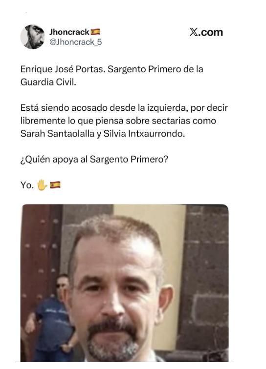 Publicación en la red social X de Jhoncrack5.