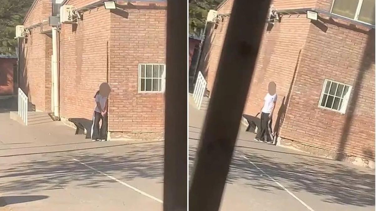 La chica de 14 años dentro del colegio con el arma