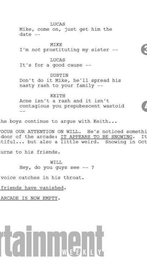 Extracto de guión de 'Stranger Things'