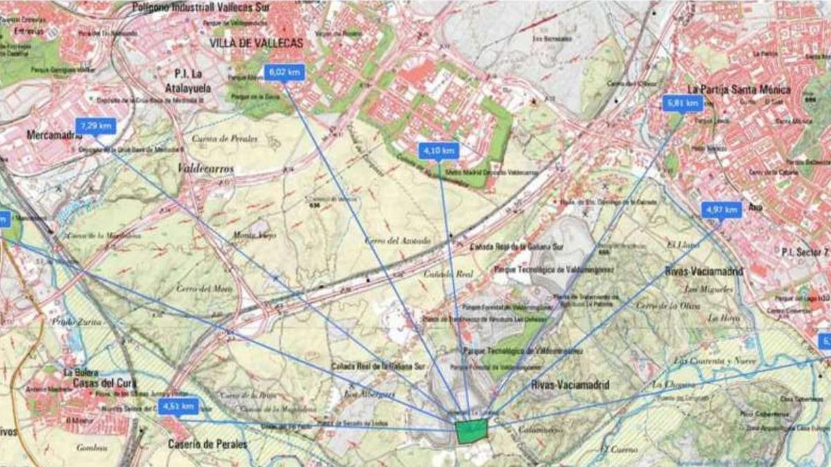 Distancia a las zonas urbanas de la ampliación de Valdemingómez