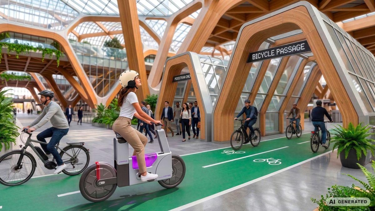 Estación de tren que integra bicis y patinetes