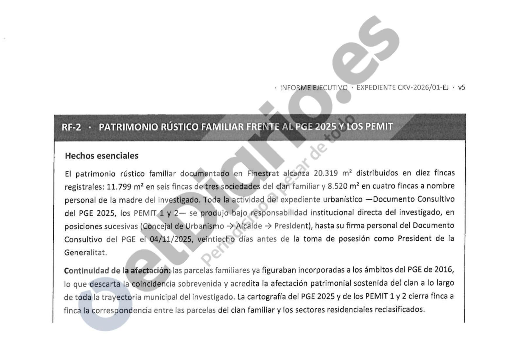 Fragment del dossier sobre Juan Francisco Pérez Llorca.