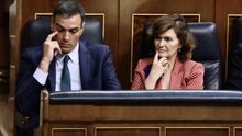 Pedro Sánchez y Carmen Calvo, durante el segundo intento de investidura, Foto: Marta Jara