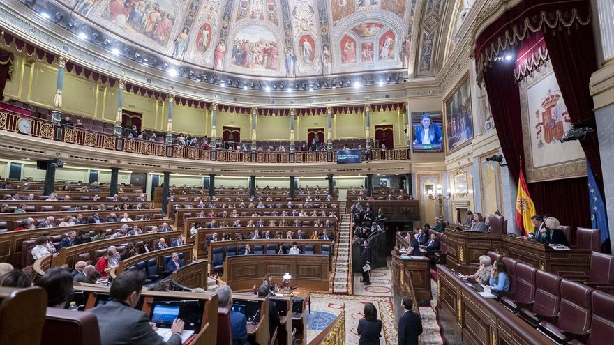 El hemiciclo del Congreso de los Diputados durante la sesión plenaria del debate de la ley de amnistía.