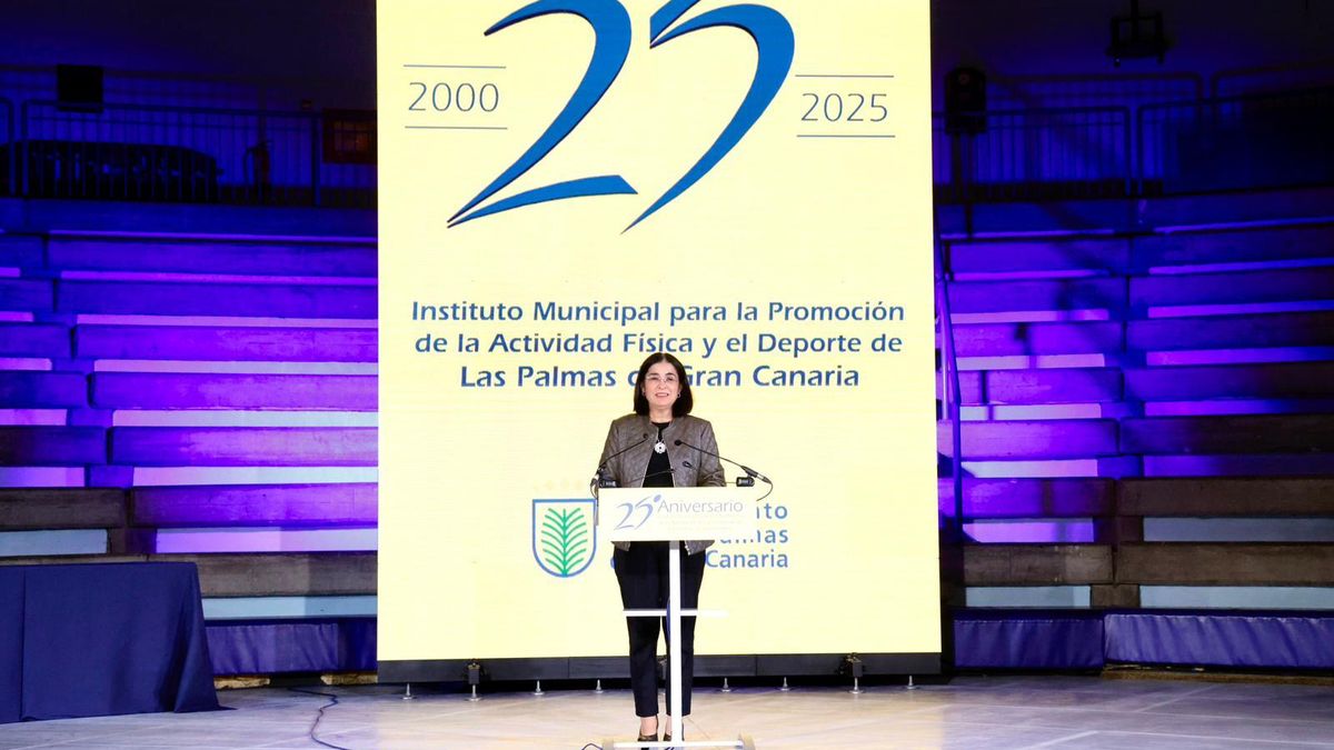 La alcaldesa, Carolina Darias, durante su intervención en el acto del Instituto Municipal de Deportes.