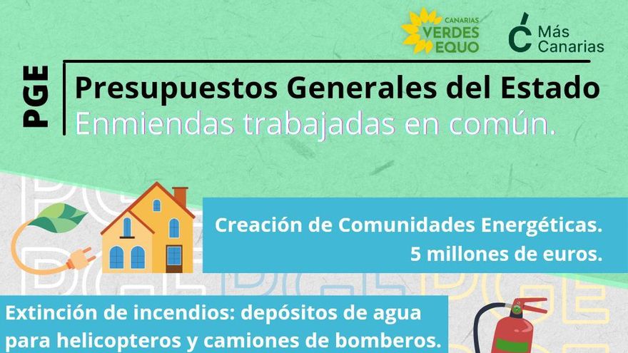 Enmiendas conjuntas de Más Canarias y Verdes Equo a los Presupuestos Generales del Estado.