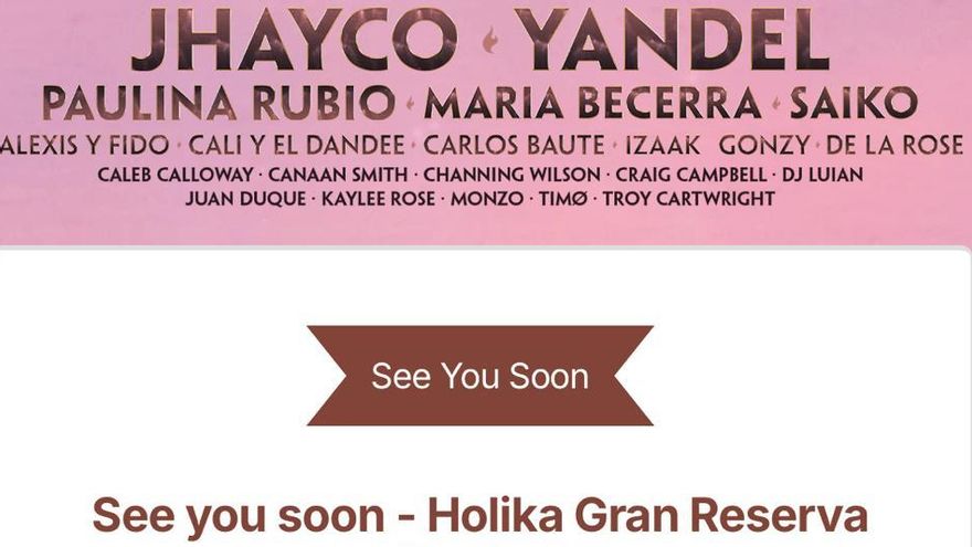 Mensaje que aparece al intentar comprar entradas para el Holika y Gran Reserva Miami