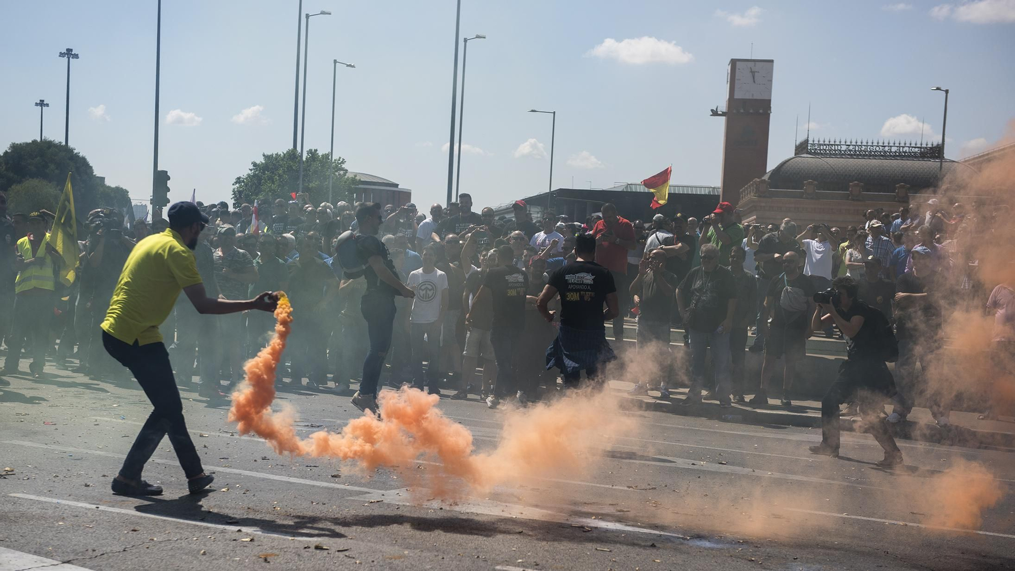 Protesta de taxistas en Madrid. Foto: Fernando Sánchez