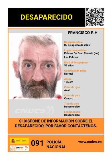 Cartel de la desaparición de Francisco F.H., en Gran Canaria.