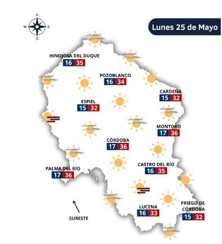 El tiempo en Córdoba el lunes 25 de mayo