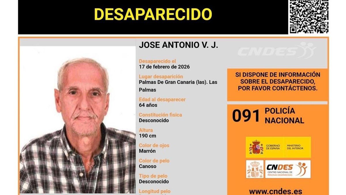 La Policía Nacional pide ayuda para encontrar a un hombre de 64 años desaparecido en Gran Canaria