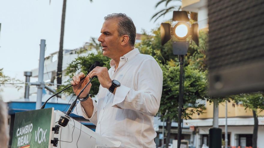 El secretario general de Vox, Javier Ortega Smith, en el acto público en una imagen de archivo.