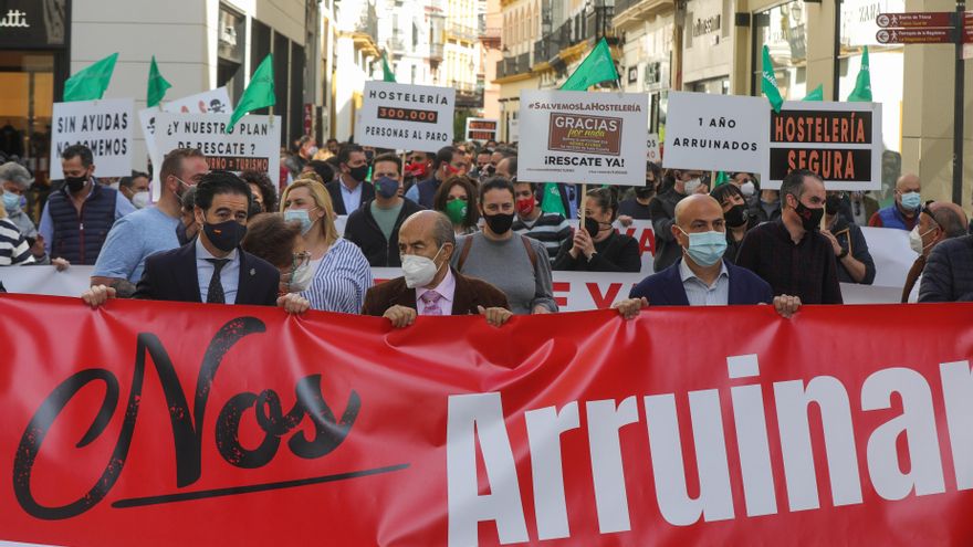 Manifestación de hosteleros esta martes.