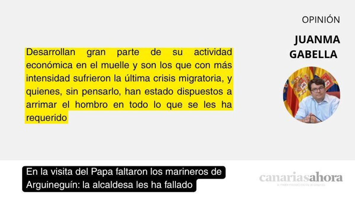En la visita del Papa faltaron los marineros de Arguineguín: la alcaldesa les ha fallado