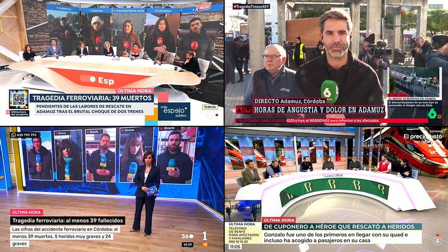 El accidente de tren en Adamuz altera las parrillas en TV: así mueven La 1, Antena 3, Telecinco y laSexta su programación