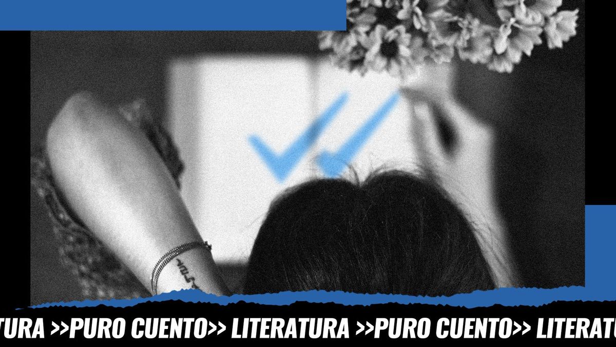 Una mujer lee un libro con un doble check azul, su mensaje ha llegado pero todavía no tiene respuesta