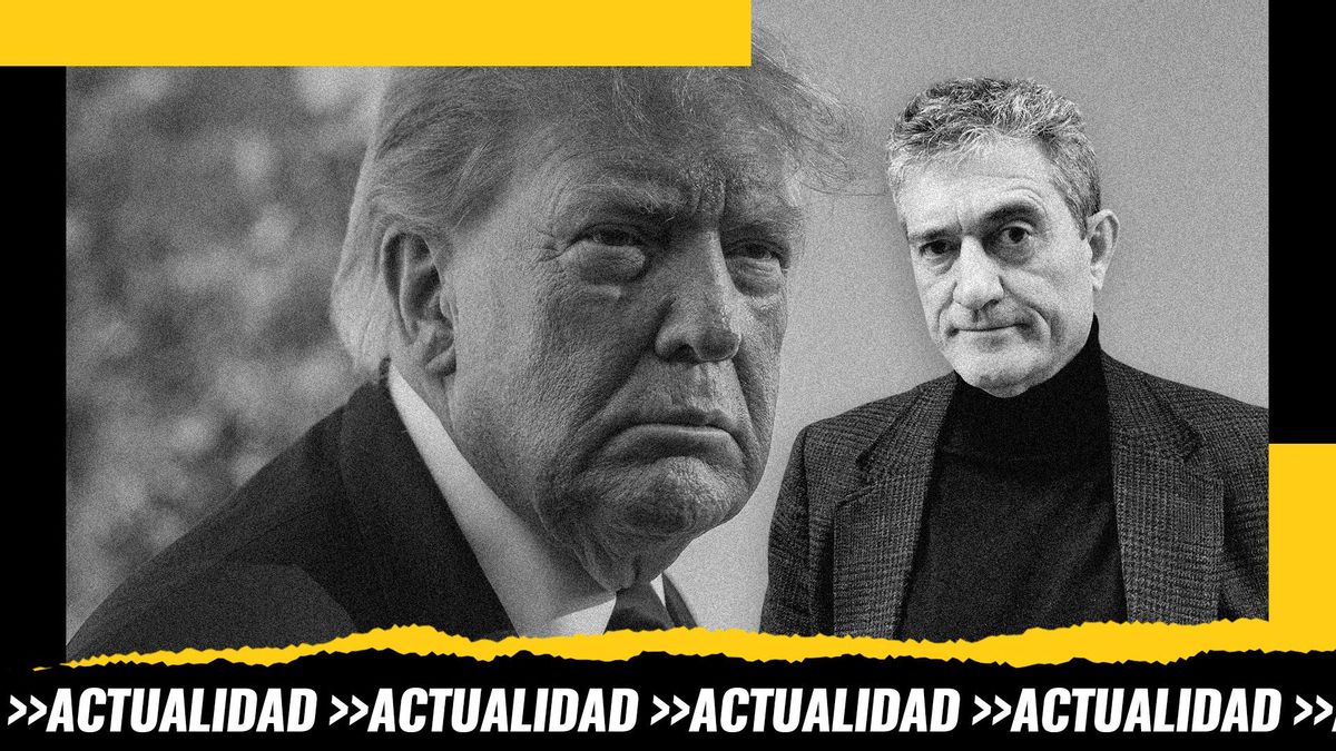 Montaje: a la izquierda el presidente de EEUU Donald Trump y a su lado el periodista Guillermo Fesser