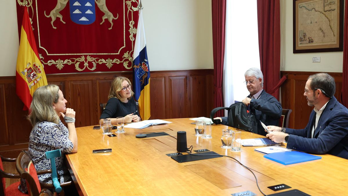Representantes de la Federación de Asociaciones de Diabetes en Canarias junto a la presidenta y vicepresidenta del Parlamento de Canarias.