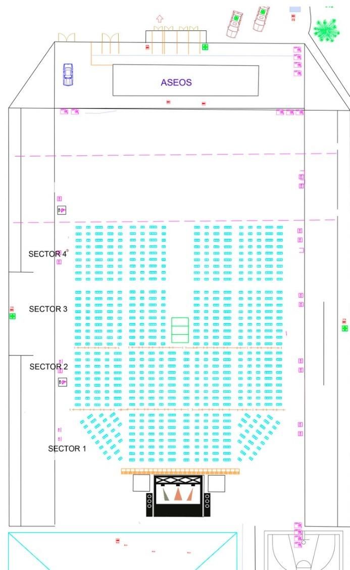 Plano del campo de fútbol de El Paso con la distribución del aforo.