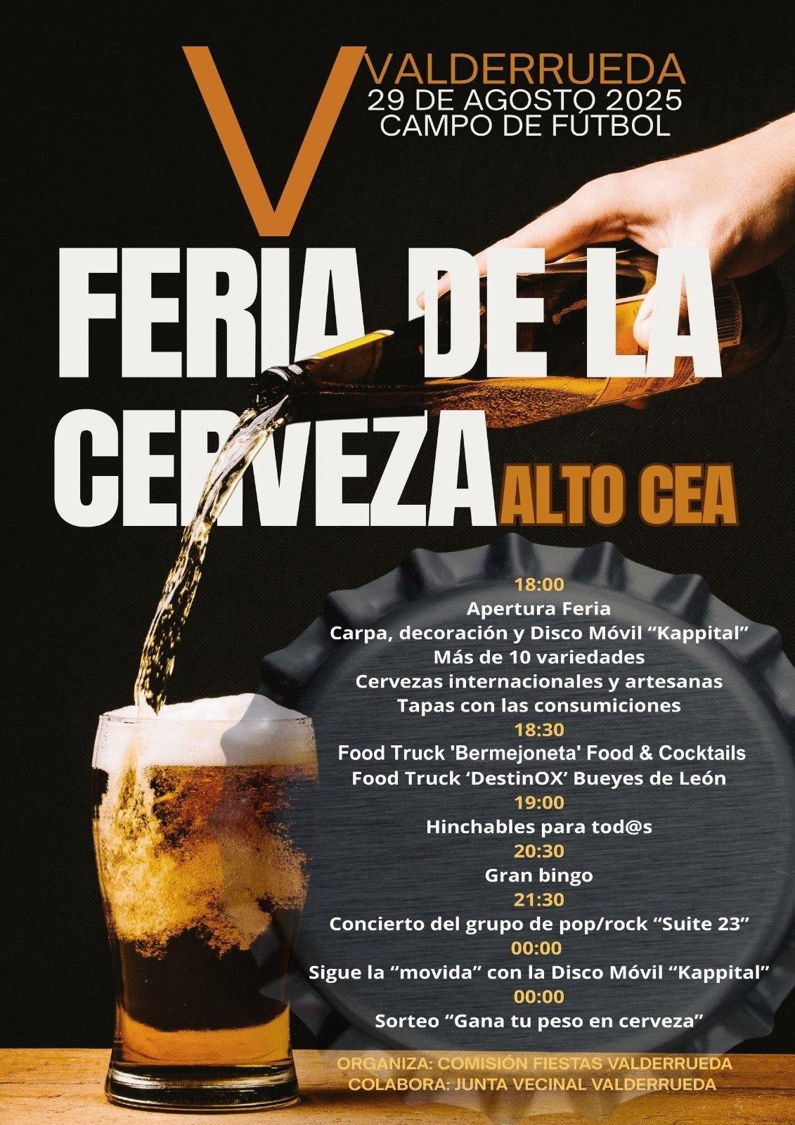 Programa de la Feria de la Cerveza de Valderrueda.