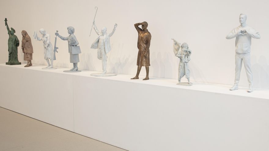 Figuras de memoria expandida. 2017-2026. Bronce, impresión 3D. Taller del artista: Miss Liberty; Madre de la plaza de Mayo; La cueca sola; Celeste dos Cravos (Celeste Martins Caeiro); Lorca; Rapadas; Tomiko Higa, la niña de la bandera blanca; Navalny