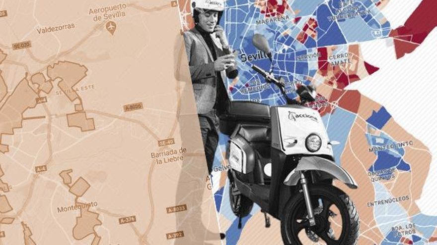 El mapa de las zonas 'olvidadas' por las motos de alquiler: evitan los barrios pobres de cada ciudad