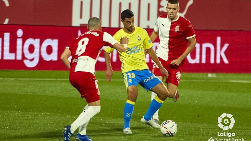 Las Palmas puntúa en Girona y llegará al derbi por delante del Tenerife