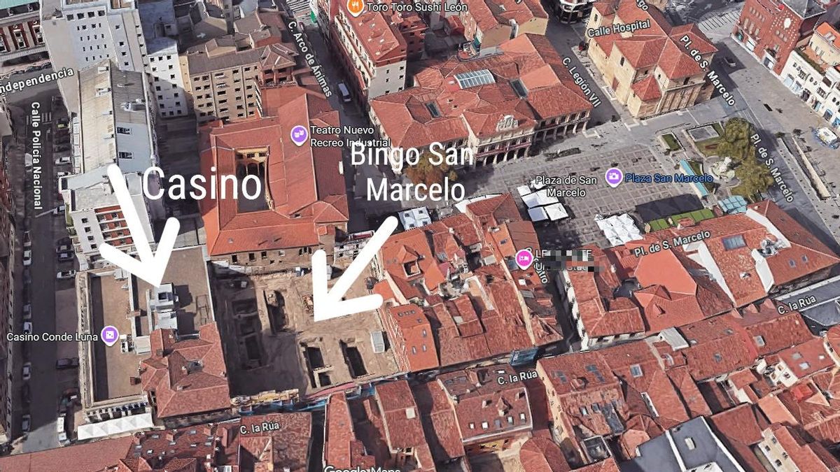El Casino Conde Luna y la nueva sala de bingo San Marcelo (entonces en obras) están prácticamente pared con pared.