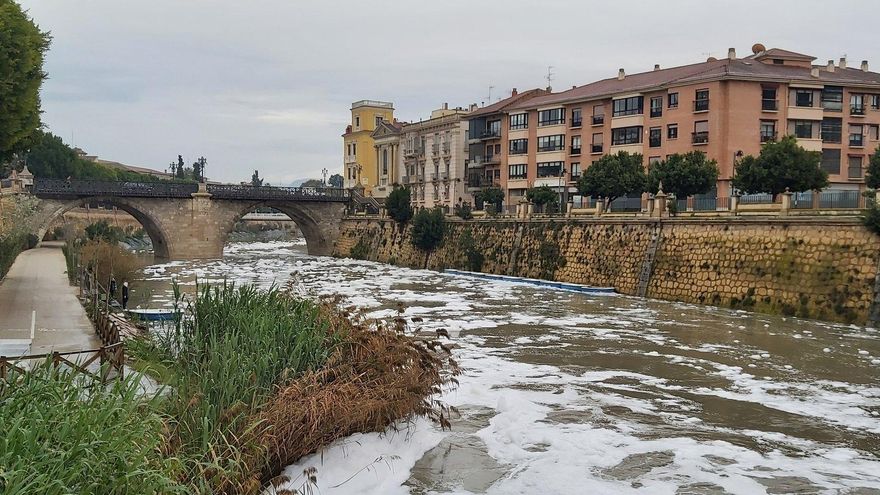 Los vertidos vuelven a cubrir de espuma el río Segura a su paso por Murcia