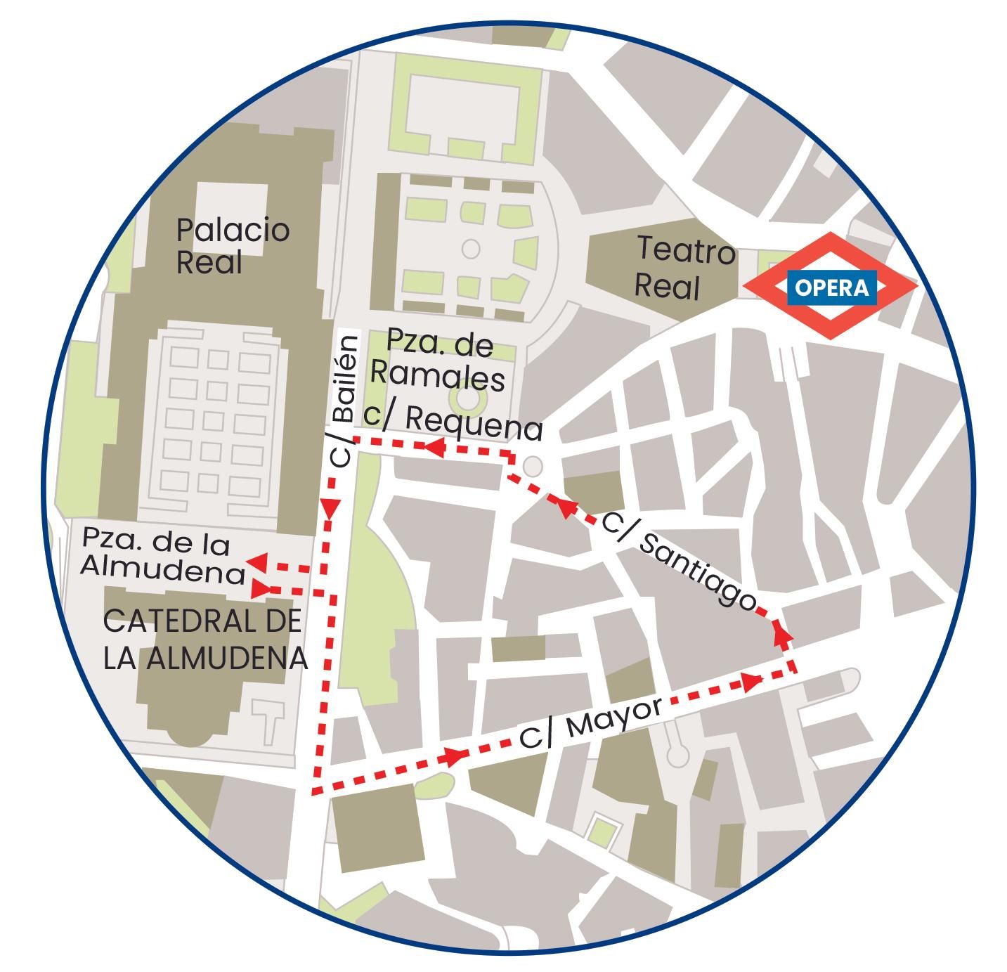 Recorrido de la procesión de la Almudena 2023