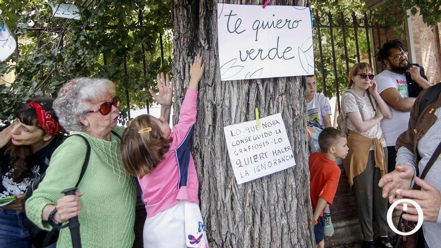 Un centenar de personas se concentran contra la tala del olmo centenario del Marrubial