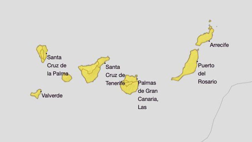 Todas las islas, en aviso amarillo por calima y vientos fuertes