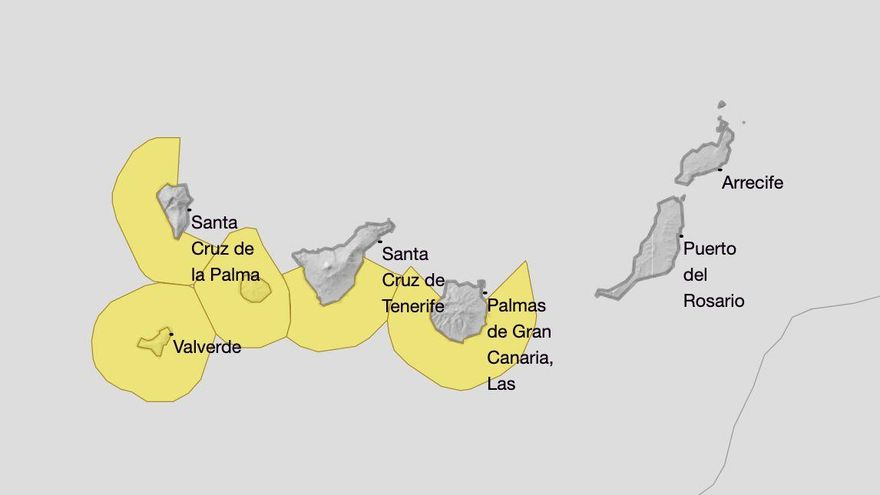 La Palma, Tenerife, Gran Canaria, La Gomera y El Hierro, en aviso amarillo por fenómenos costeros y viento
