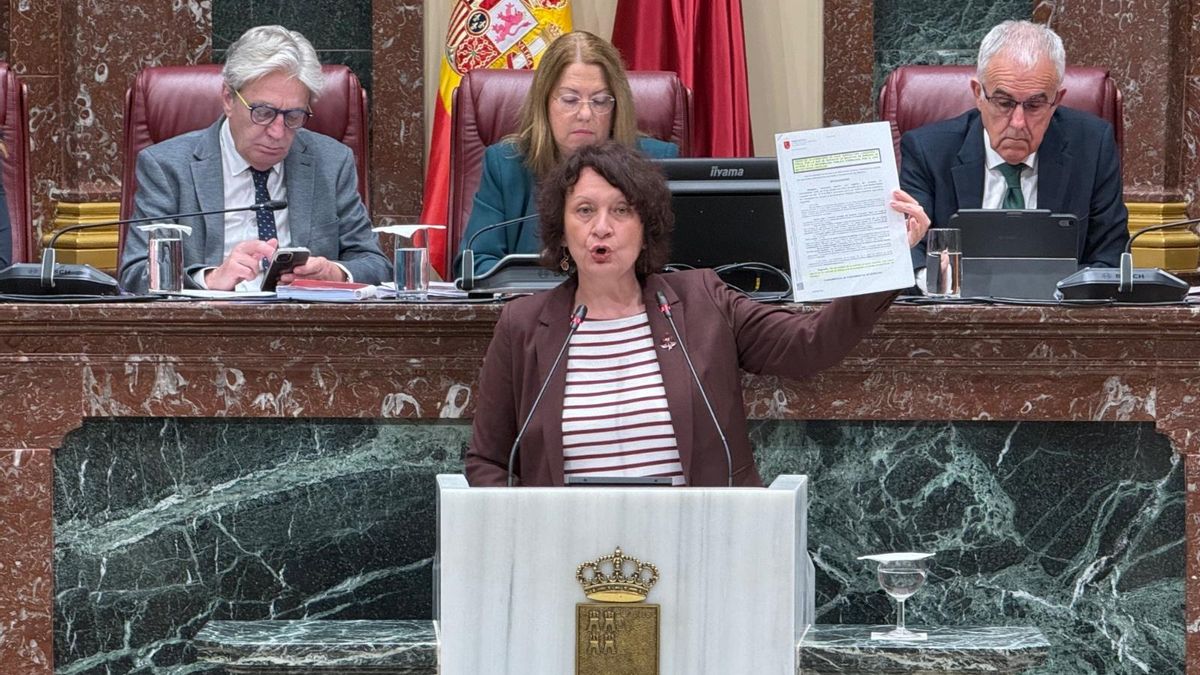 La portavoz de Podemos-IU-AV en la Asamblea Regional, María Marín