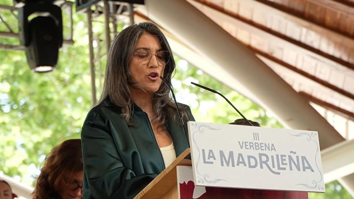 La portavoz de Más Madrid en la Asamblea de Madrid, Manuela Bergerot, en el acto de este sábado.
