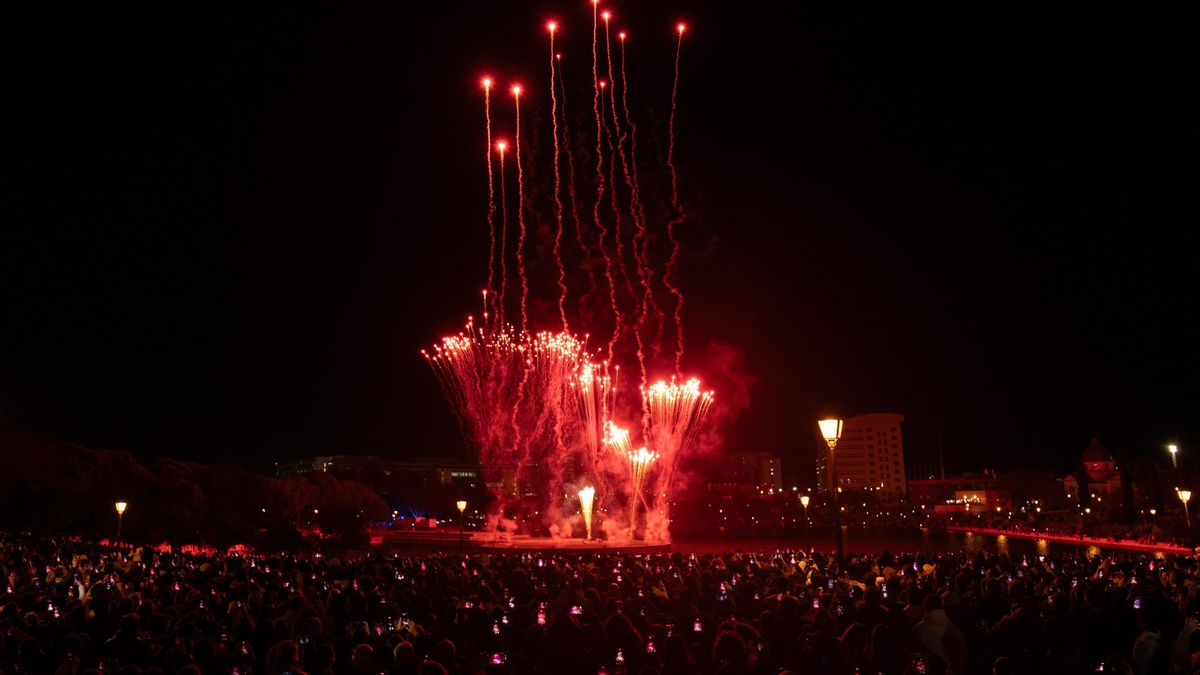 Fuegos artificiales en el parque Pradolongo por el Año Nuevo chino en 2024