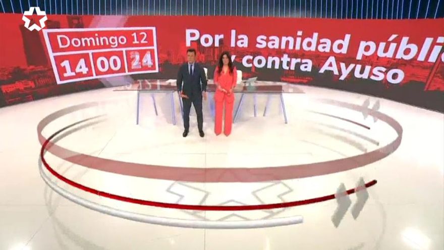 Telemadrid volvió a relegar la manifestación por la sanidad pública y a asegurar que fue "contra Ayuso"