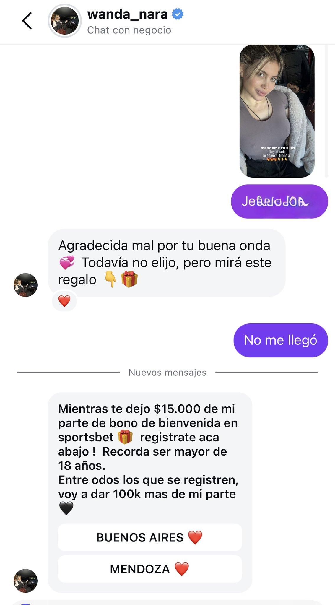 La respuesta automática del enlace promovido por Wanda Nara y Marcelo Tinelli.