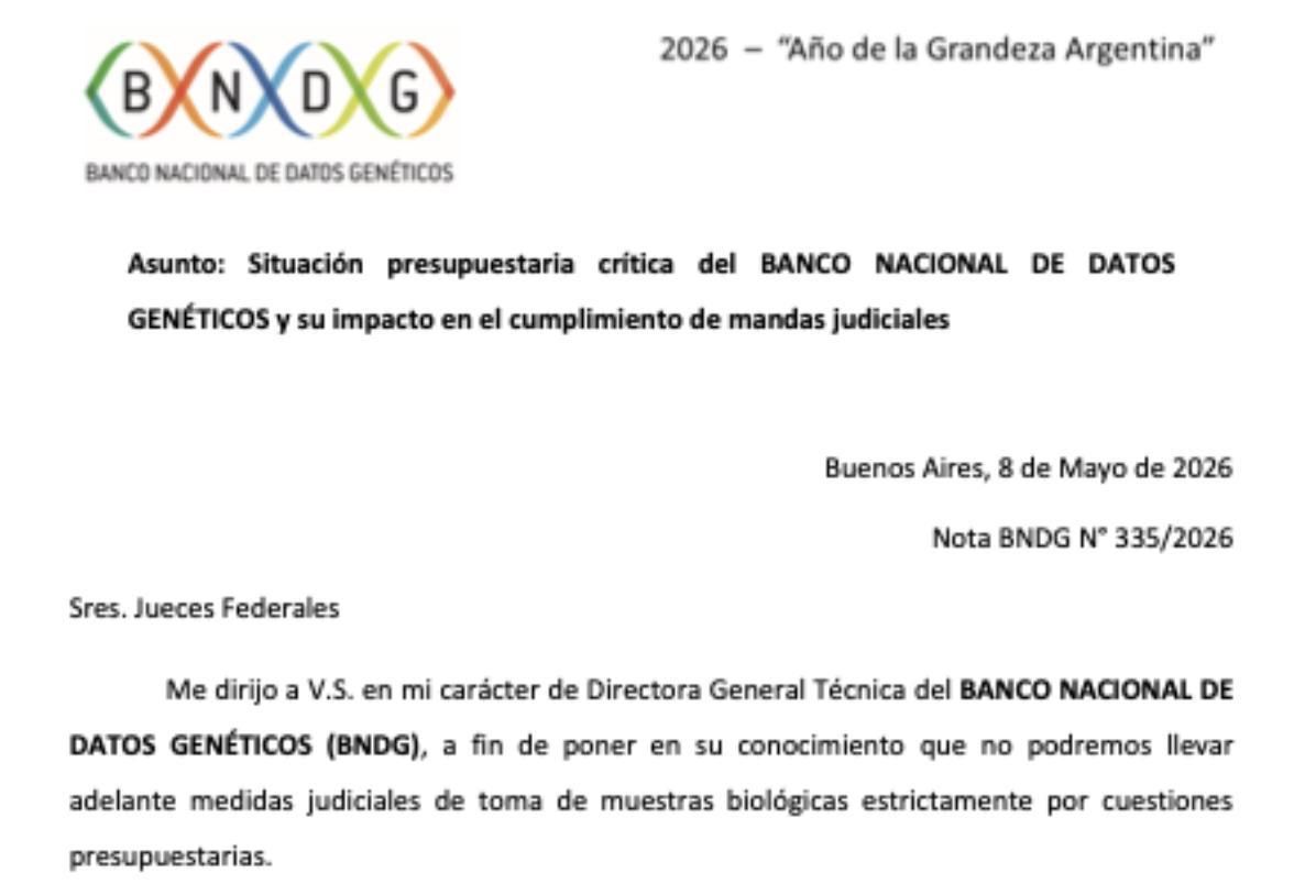 La alerta del BNDG en una nota oficial.