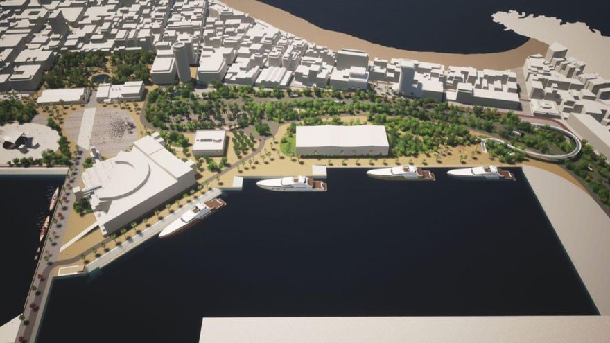 Infografía con la zona ajardinada que se pretende crear entre Santa Catalina y el muelle Sanapú