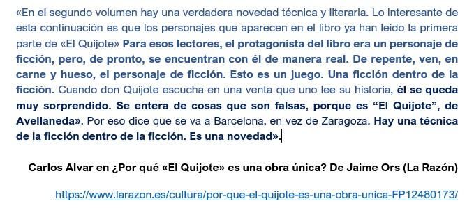 Artículo de Carlos Alvar en relación a 'El Quijote' de Cervantes