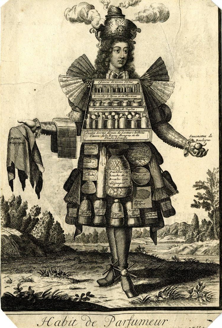 Traje de perfumista. Nicolas Bonnart, 1695. Biblioteca Nacional de Francia.