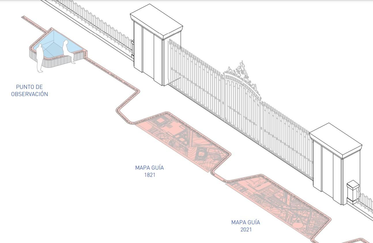 Forma en la que se exhibirán los contrafuertes de los contrafuertes de los Jardines de Sabatini