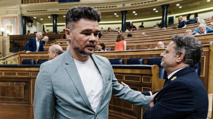 El diputado de ERC, Gabriel Rufián, durante la celebración en el Congreso de los Diputados de una sesión plenaria, a 19 de junio de 2025, en Madrid (España).