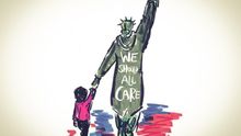 Ilustración llevaba a cabo por el artista Justin Teodoro en respuesta a la chaqueta de Melania Trump.
