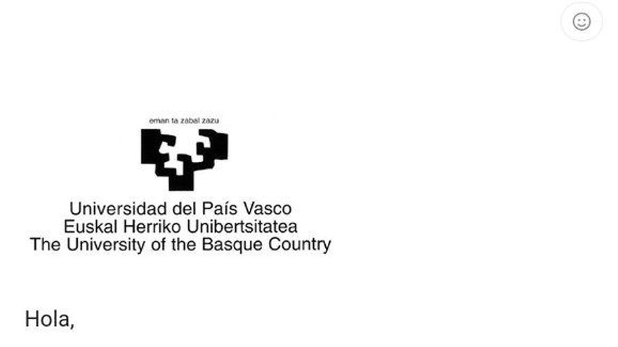 La Ertzaintza alerta de una estafa con correos que piden 850 euros haciéndose pasar por la Universidad pública vasca