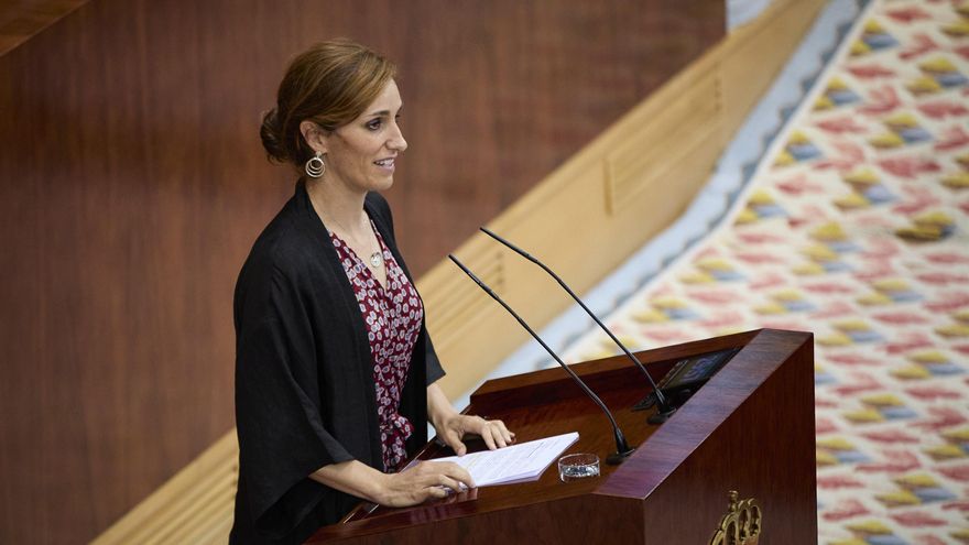 La portavoz de Más Madrid en la Asamblea, Mónica García, interviene en la segunda sesión del pleno de investidura de la presidenta