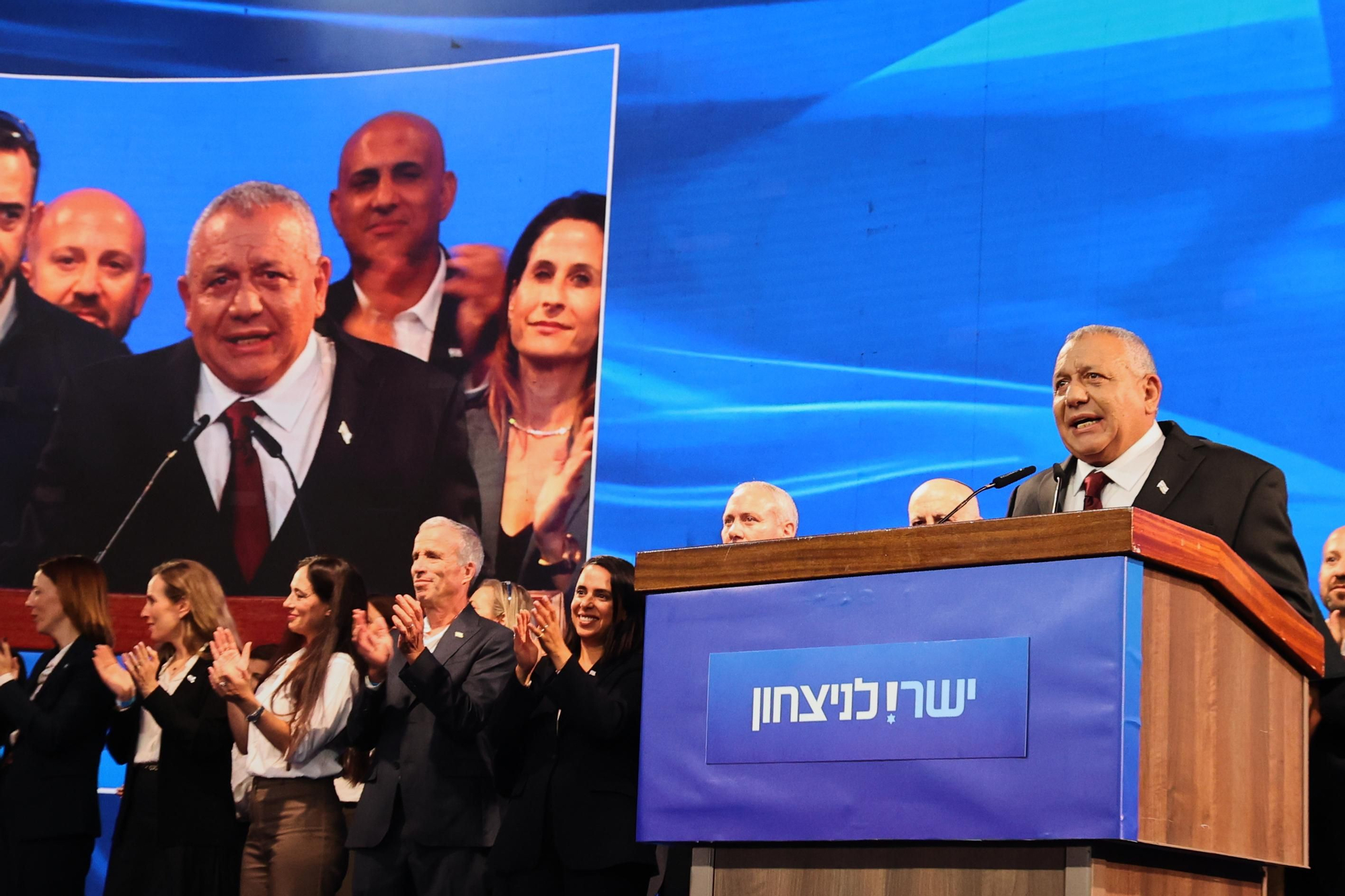 Gadi Eisenkot, principal dirigente de la oposición israelí, en su discurso en la noche del martes.